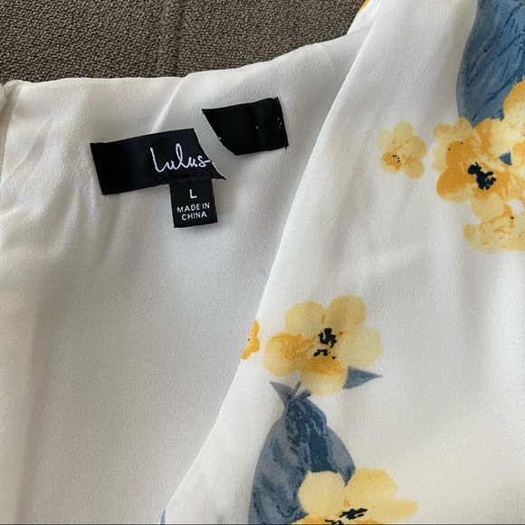 EUC Lulus French Countryside White and Yellow Floral Print High-Low Dress - Picture 10 of 14